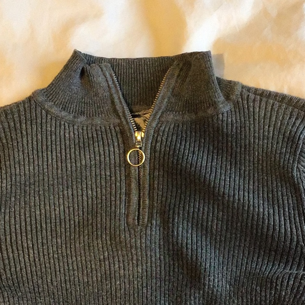 Grey front zip collared shirt
